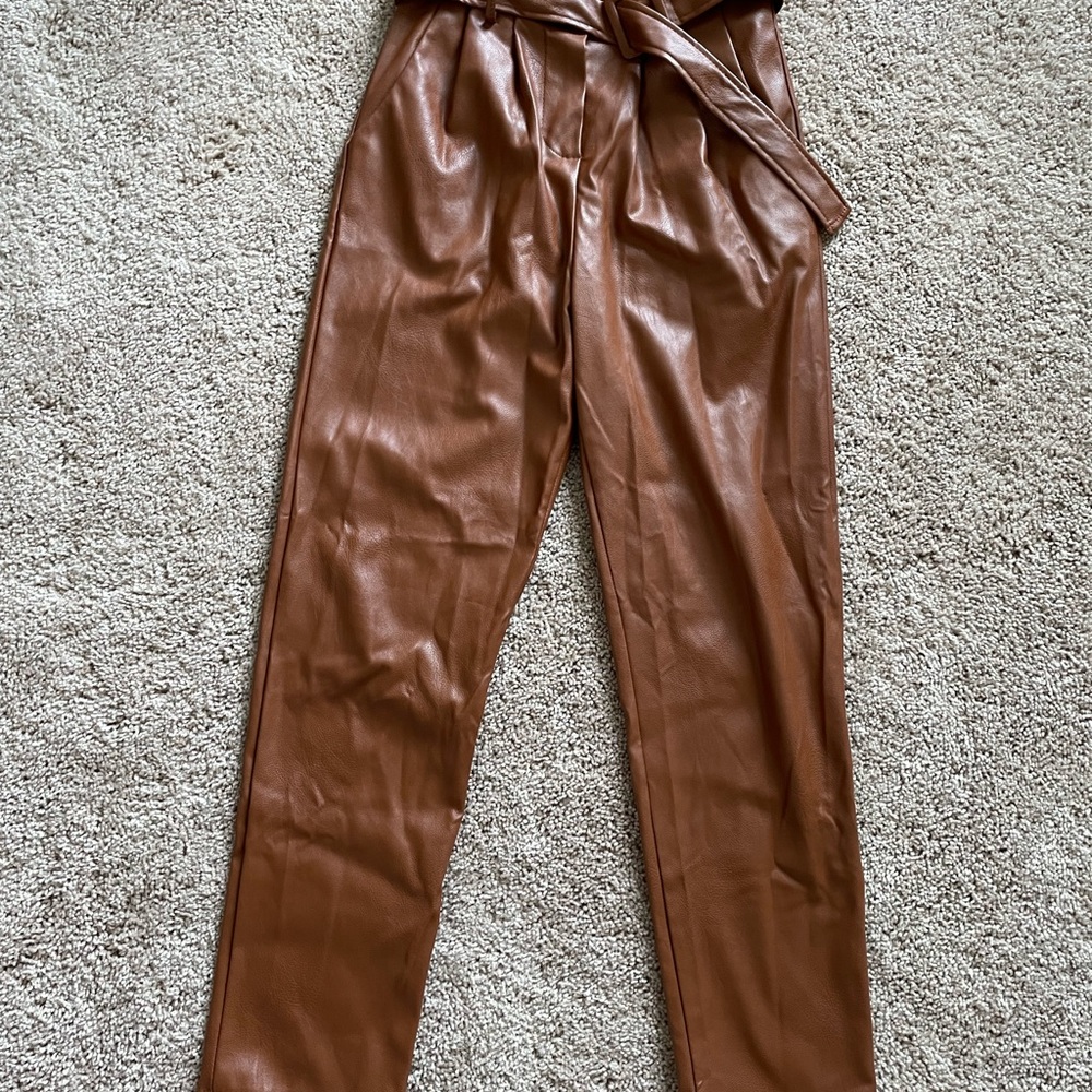 Boohoo Brown Leather Pants